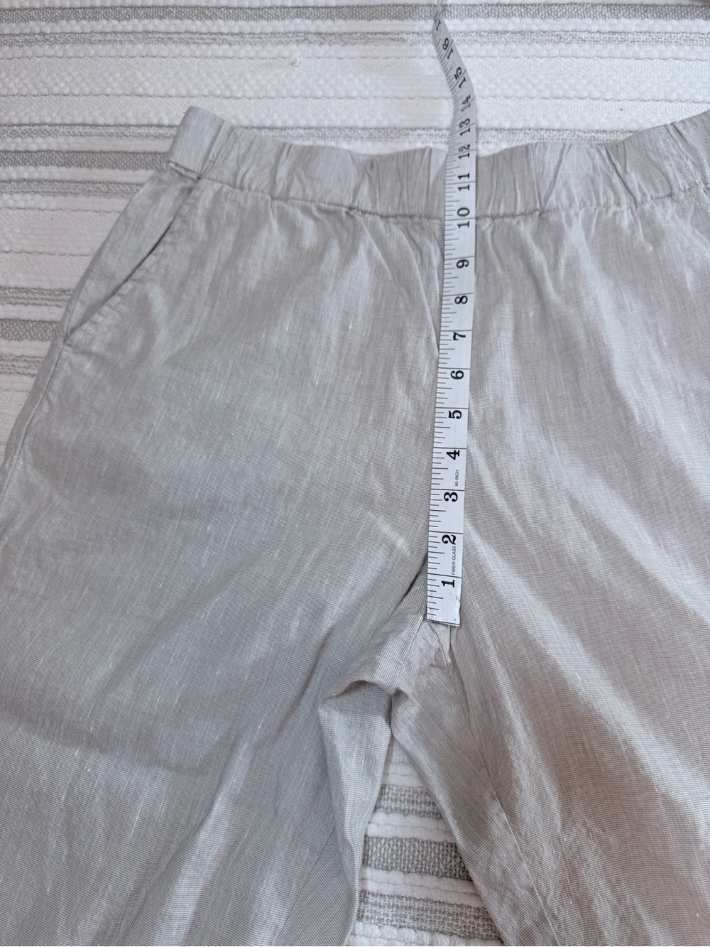 Lou & Grey Linen Blend Pull-On Cropped Pants Bundle Elastic Waist Blue Beige M - Picture 11 of 16